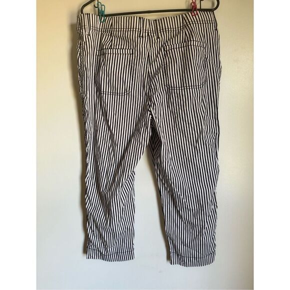 Chico’s Secret Stretch black white stripe cotton pants sz 2 nautical beachy brea - Picture 4 of 10